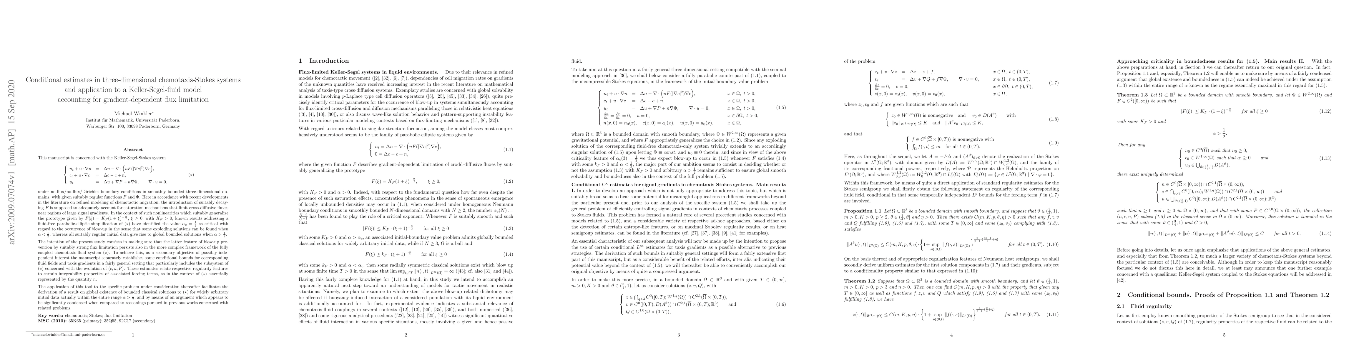 Thumbnail for Conditional estimates in three-dimensional chemotaxis-Stokes systems and
  application to a Keller-Segel-fluid model accounting for gradient-dependent
  flux limitation