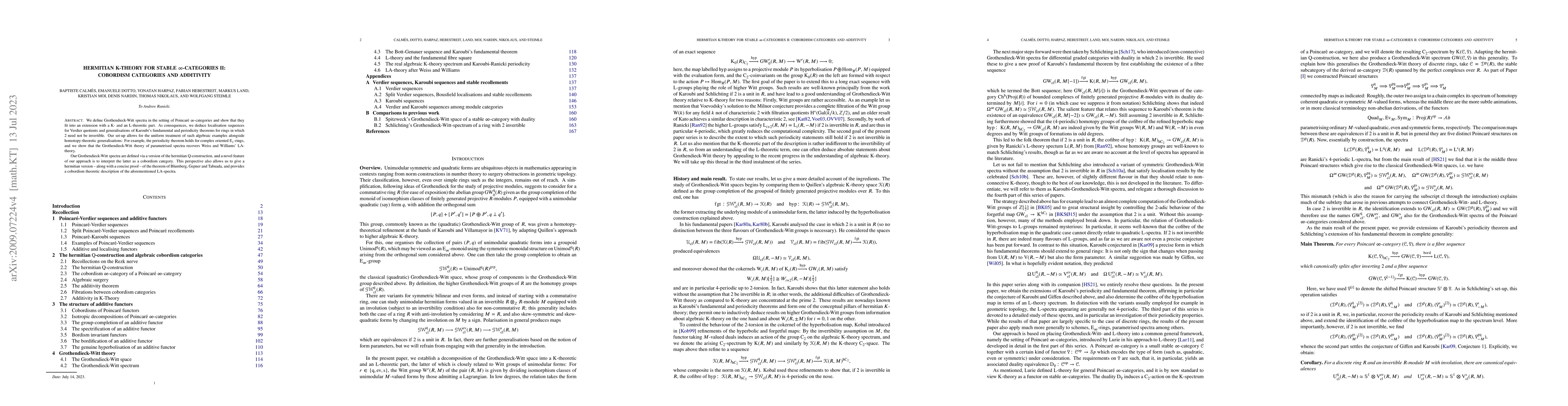 Thumbnail for Hermitian K-theory for stable $\infty$-categories II: Cobordism
  categories and additivity