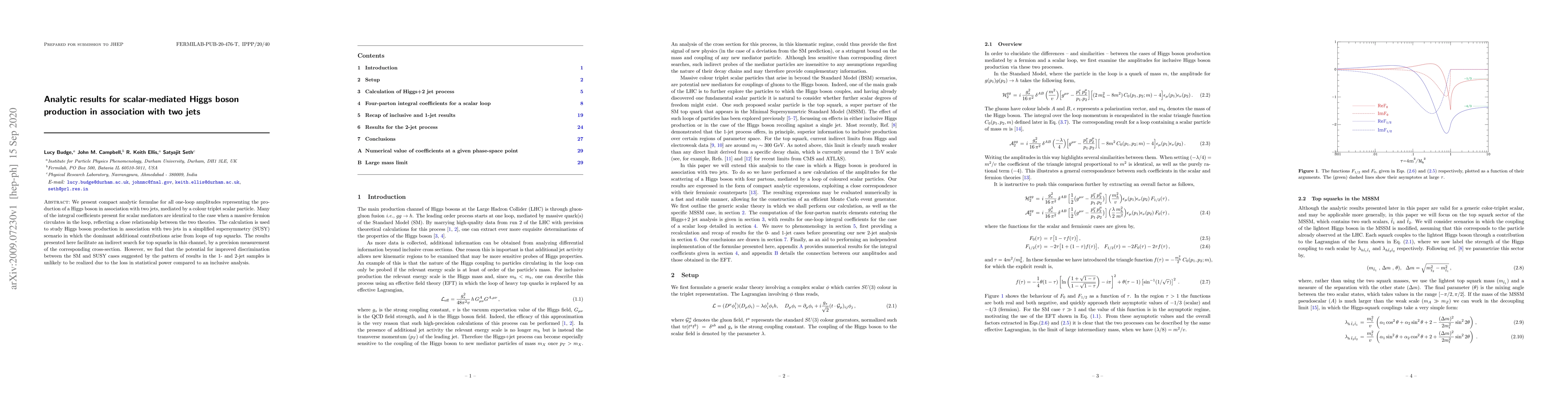 Thumbnail for Analytic results for scalar-mediated Higgs boson production in
  association with two jets