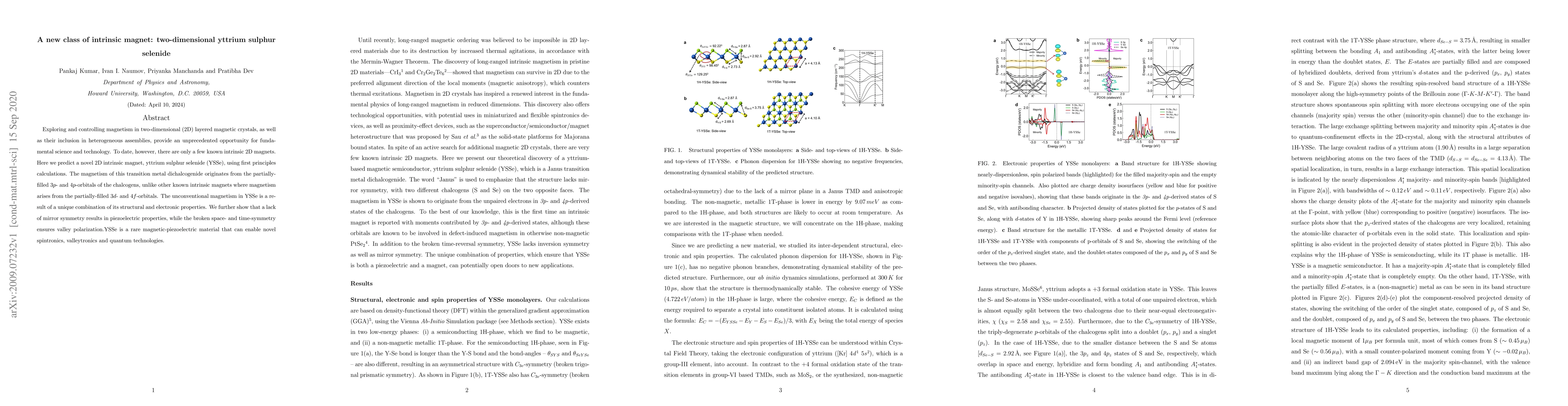Thumbnail for A new class of intrinsic magnet: two-dimensional yttrium sulphur
  selenide