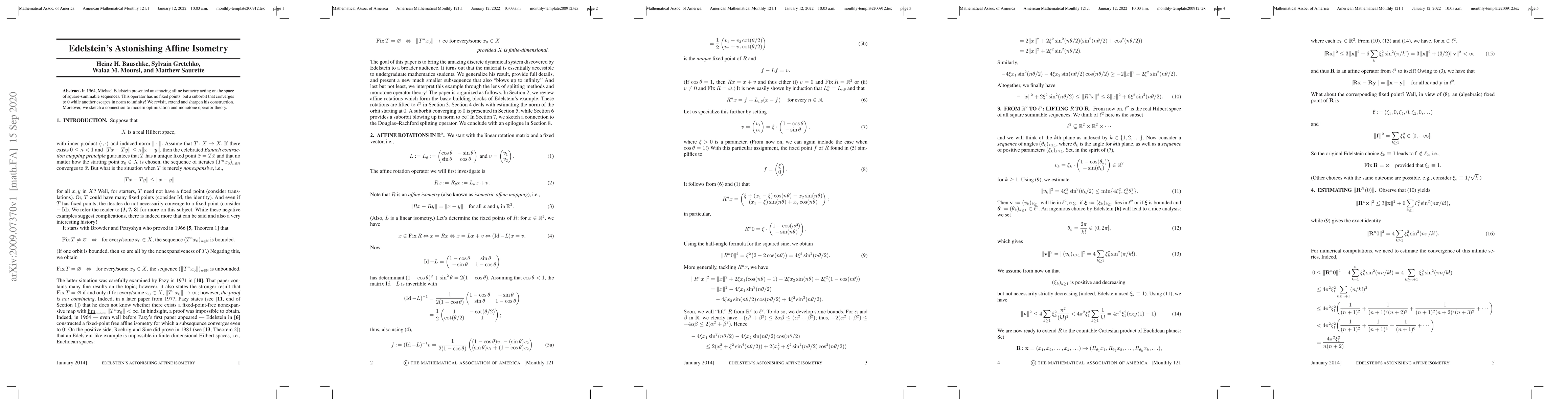 Thumbnail for Edelstein's Astonishing Affine Isometry