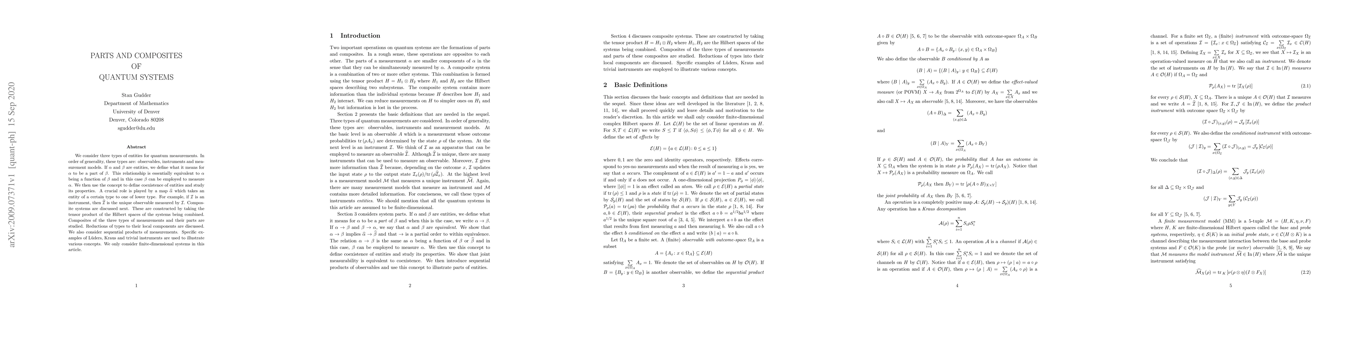 Thumbnail for Parts and Composites of Quantum Systems