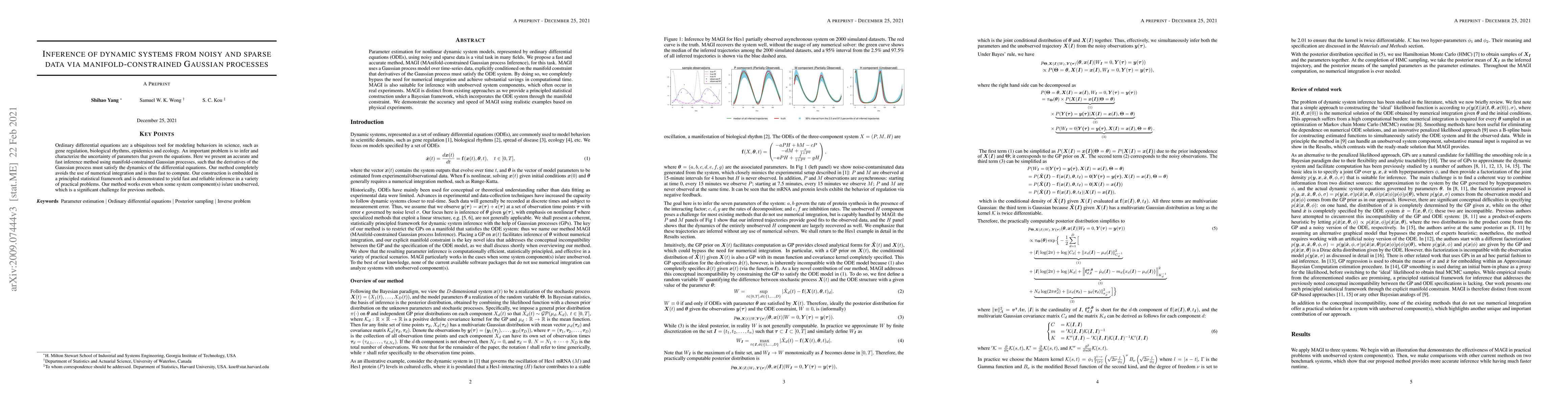 Thumbnail for Inference of dynamic systems from noisy and sparse data via
  manifold-constrained Gaussian processes