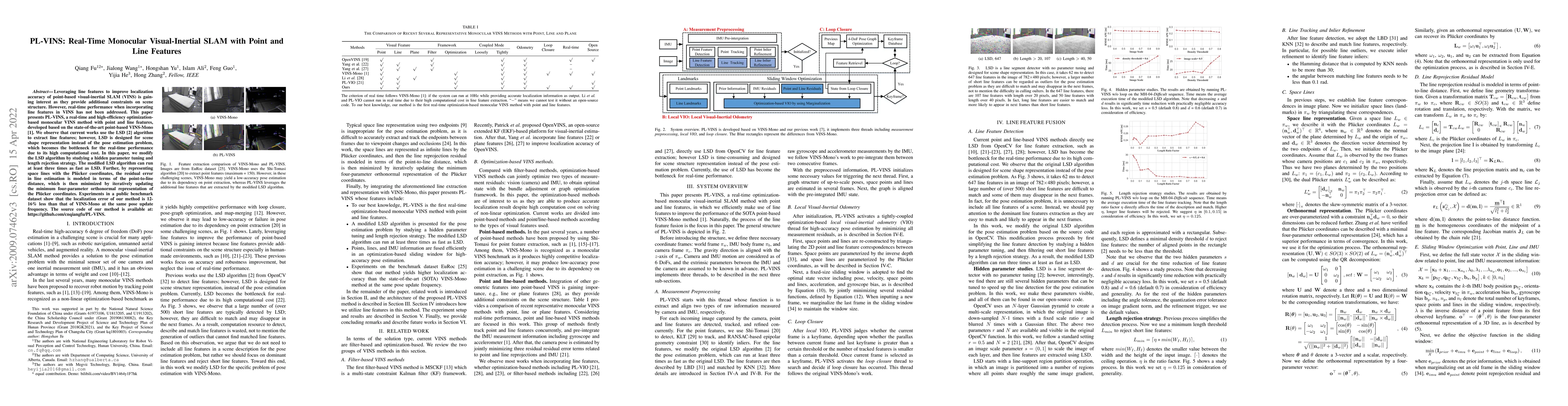 Thumbnail for PL-VINS: Real-Time Monocular Visual-Inertial SLAM with Point and Line
  Features