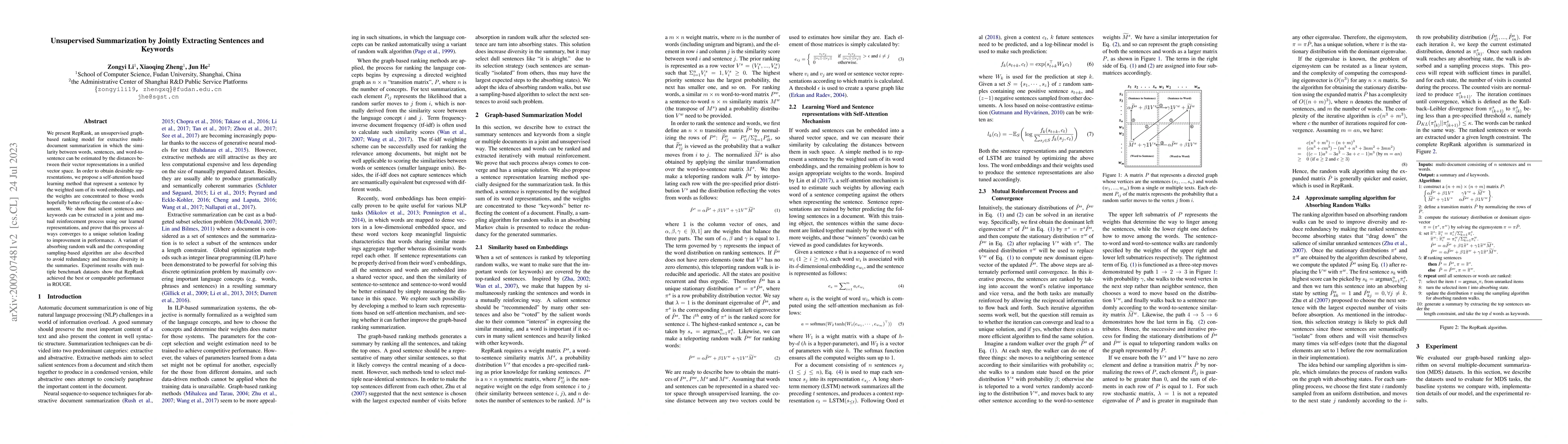 Thumbnail for Unsupervised Summarization by Jointly Extracting Sentences and Keywords