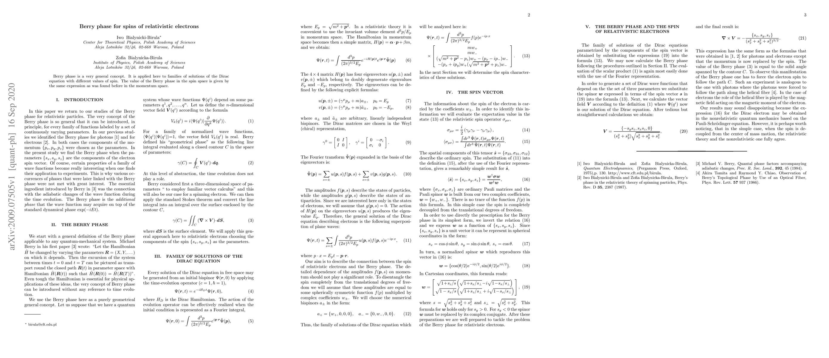 Thumbnail for Berry phase for spins of relativistic electrons