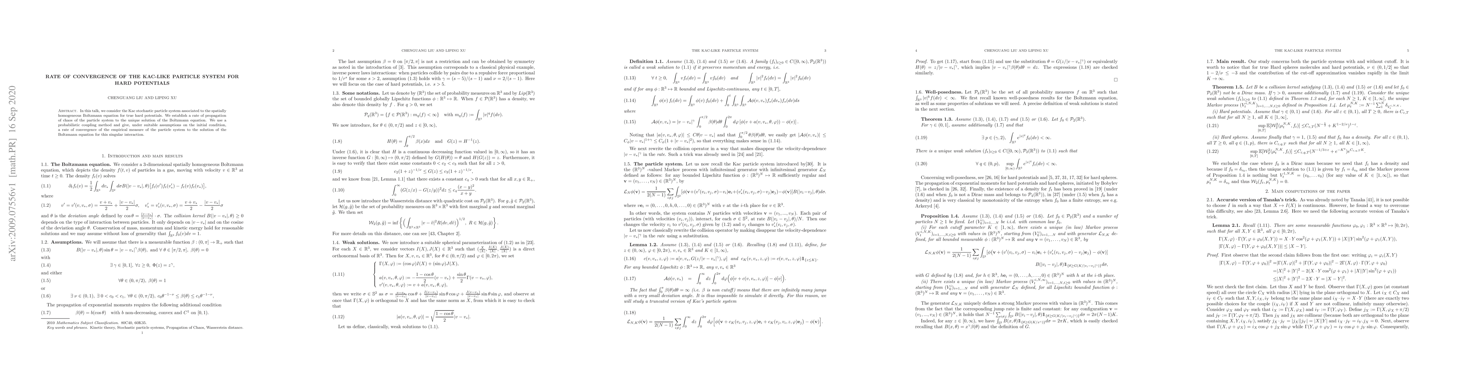 Thumbnail for Rate of convergence of the Kac-like particle system