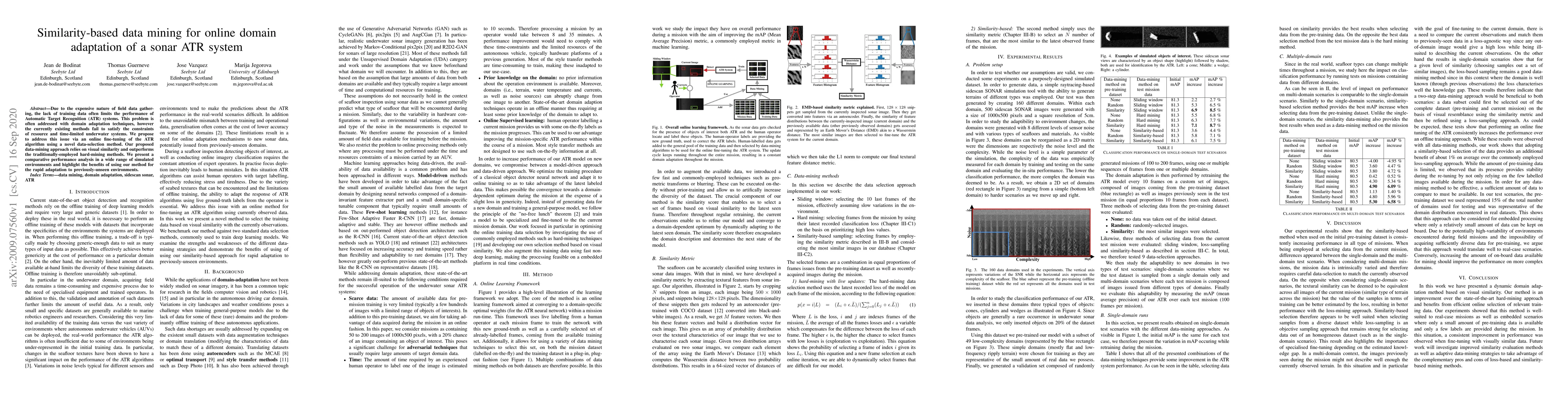 Thumbnail for Similarity-based data mining for online domain adaptation of a sonar ATR
  system