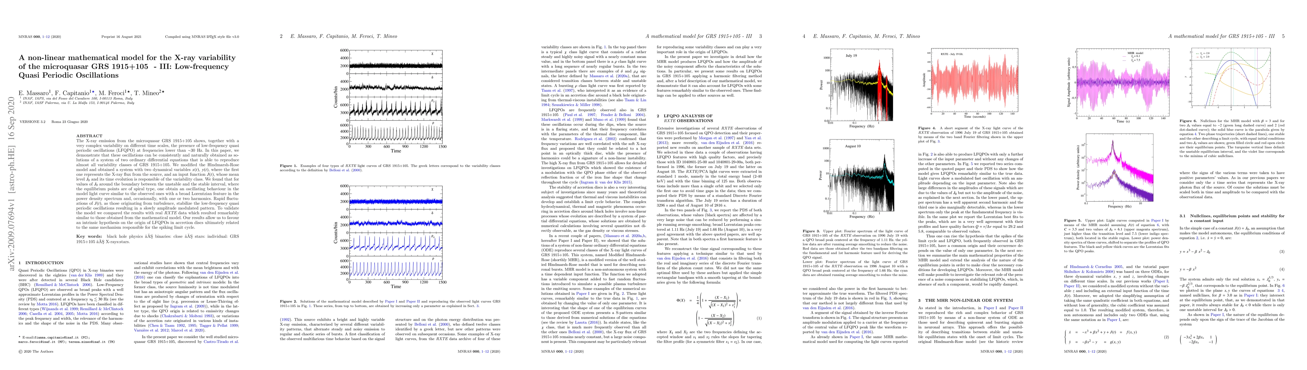 Thumbnail for A non-linear mathematical model for the X-ray variability of the
  microquasar GRS 1515+105 -- III: Low-frequency Quasi Periodic Oscillations