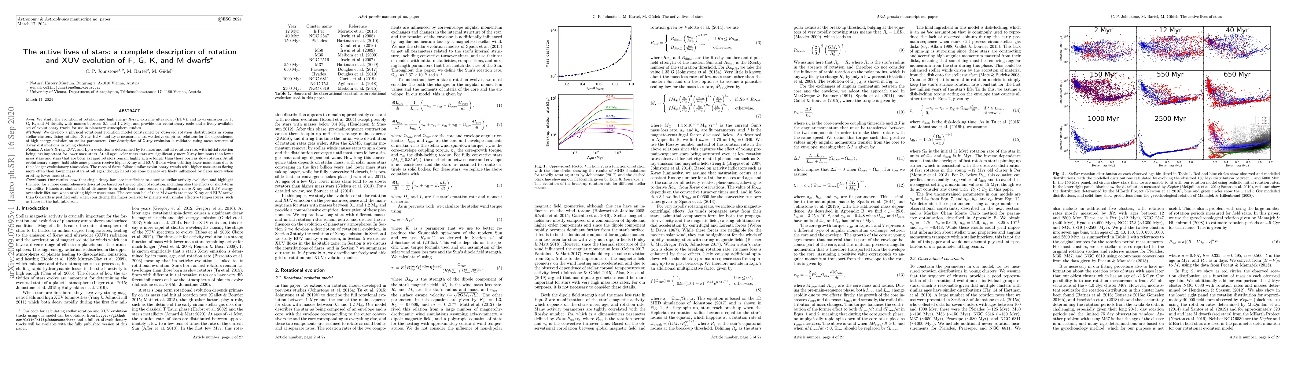Thumbnail for The active lives of stars: a complete description of rotation and XUV
  evolution of F, G, K, and M dwarfs