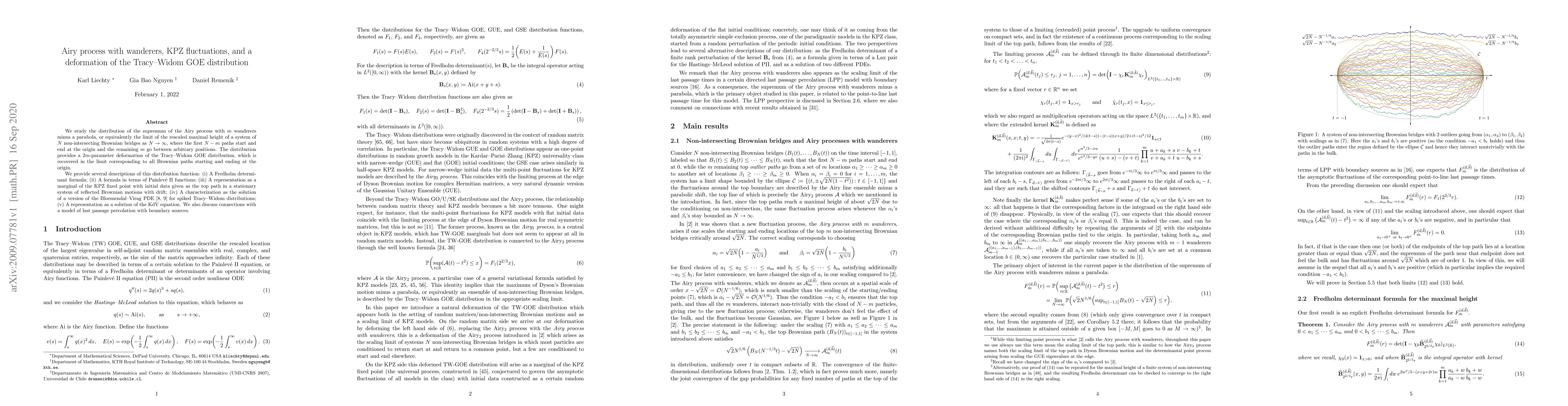 Thumbnail for Airy process with wanderers, KPZ fluctuations, and a deformation of the
  Tracy--Widom GOE distribution