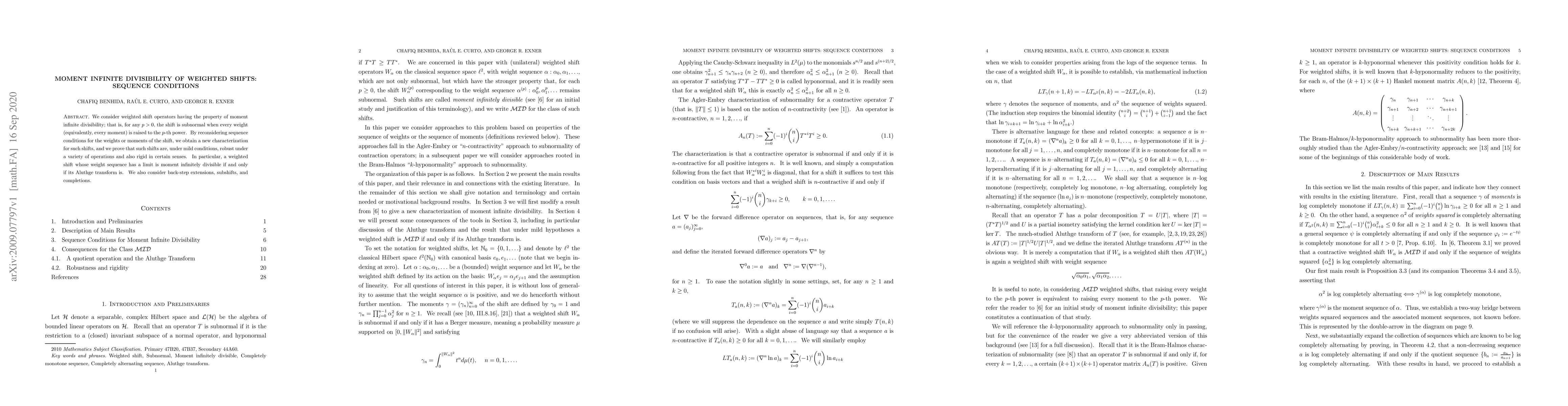 Thumbnail for Moment Infinite Divisibility of Weighted Shifts: Sequence Conditions
