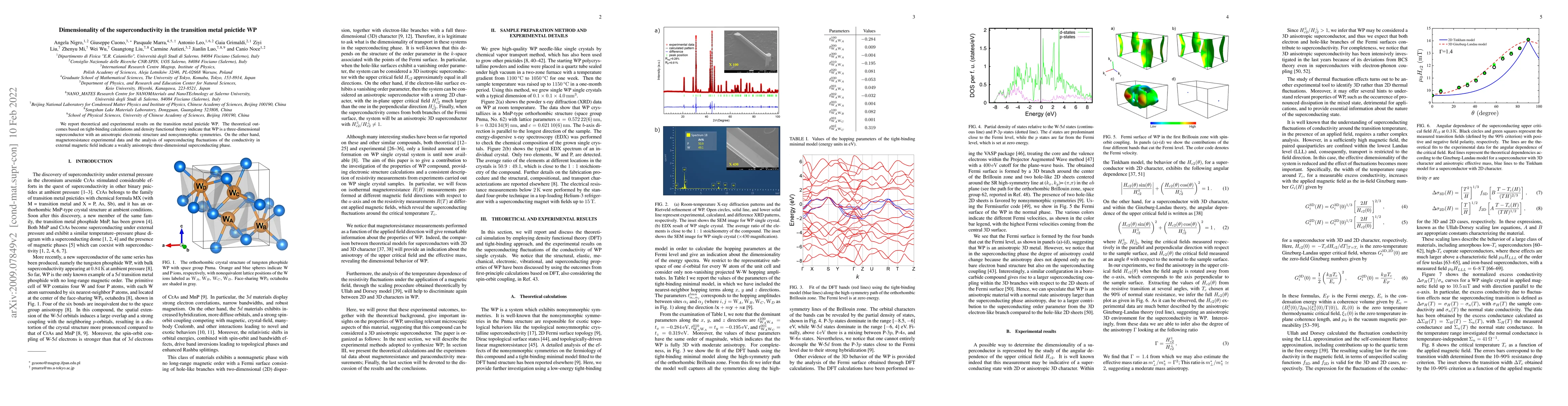 Thumbnail for Dimensionality of the superconductivity in the transition metal pnictide
  WP