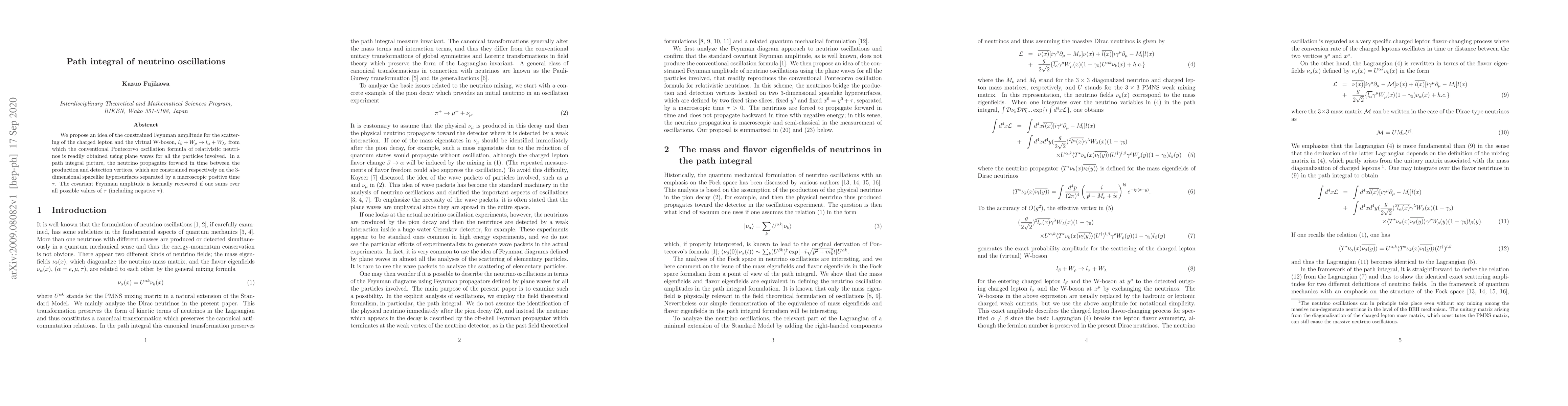 Thumbnail for Path integral of neutrino oscillations