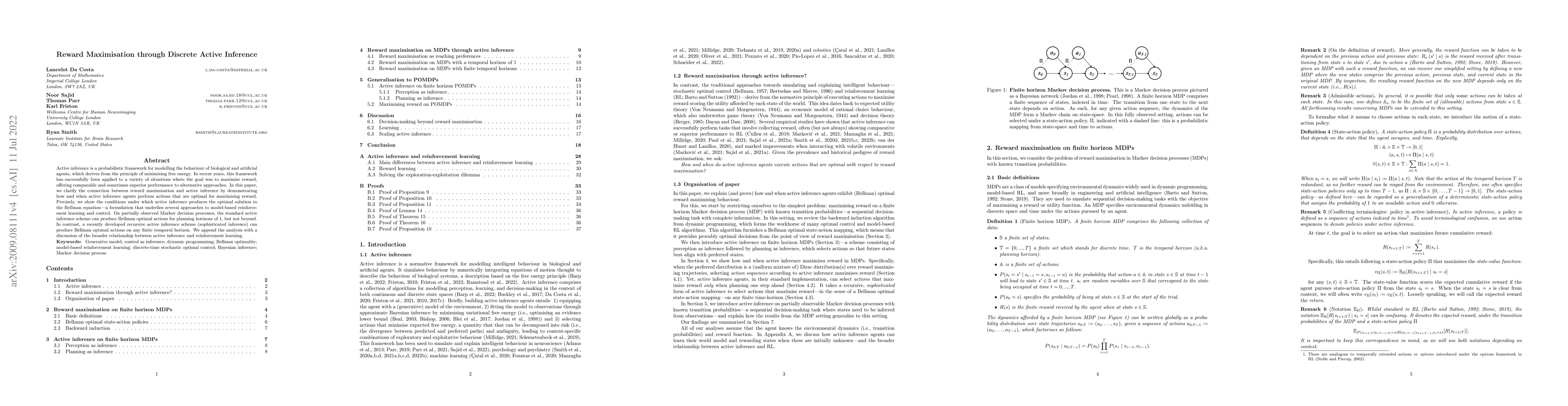 Thumbnail for Reward Maximisation through Discrete Active Inference
