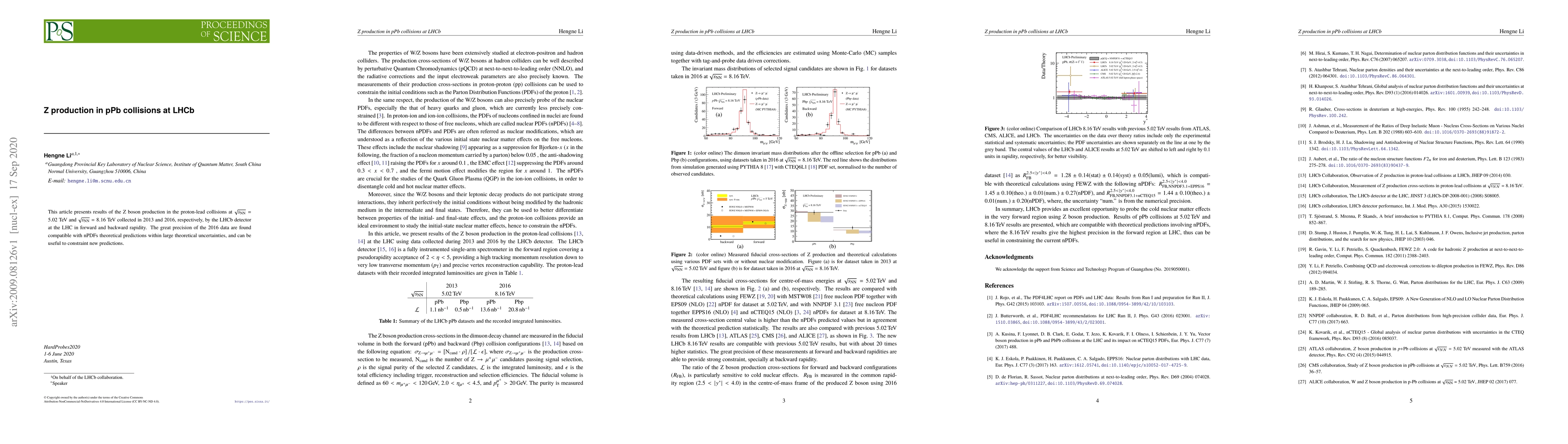 Thumbnail for Z production in pPb collisions at LHCb