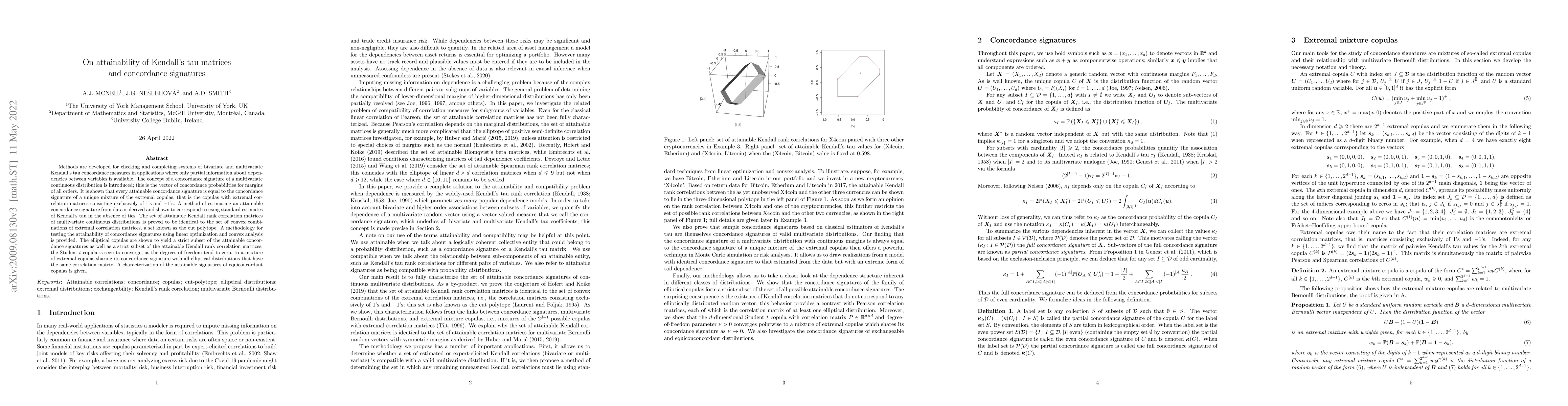 Thumbnail for On attainability of Kendall's tau matrices and concordance signatures