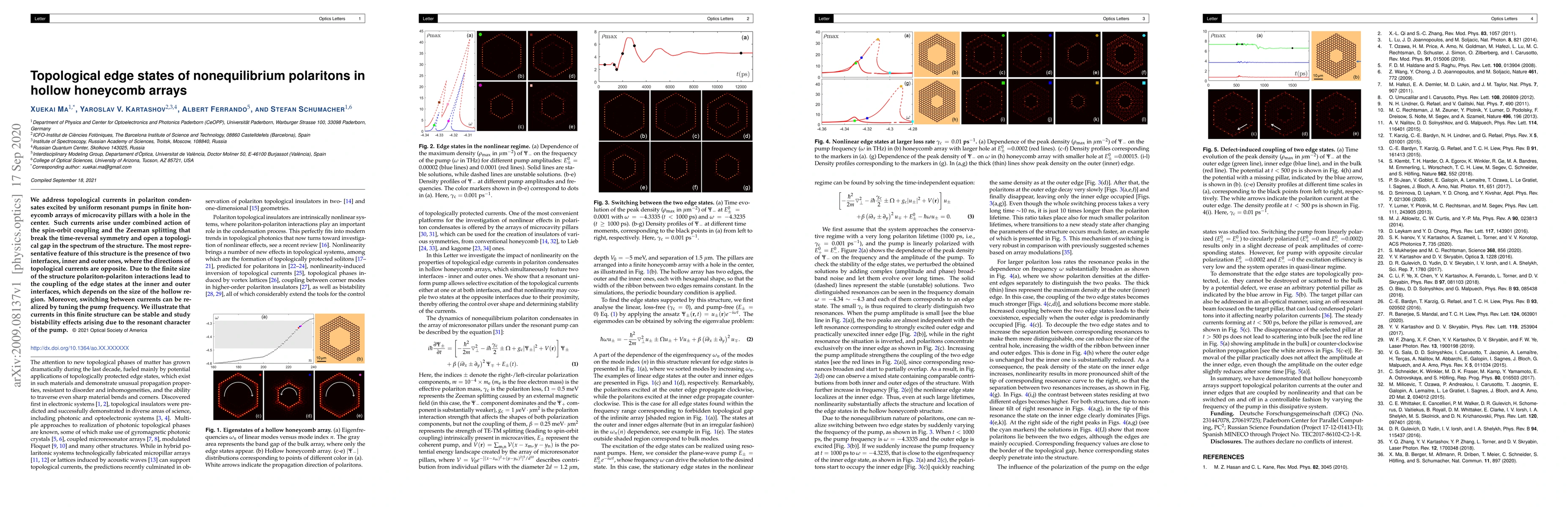 Thumbnail for Topological edge states of nonequilibrium polaritons in hollow honeycomb
  arrays