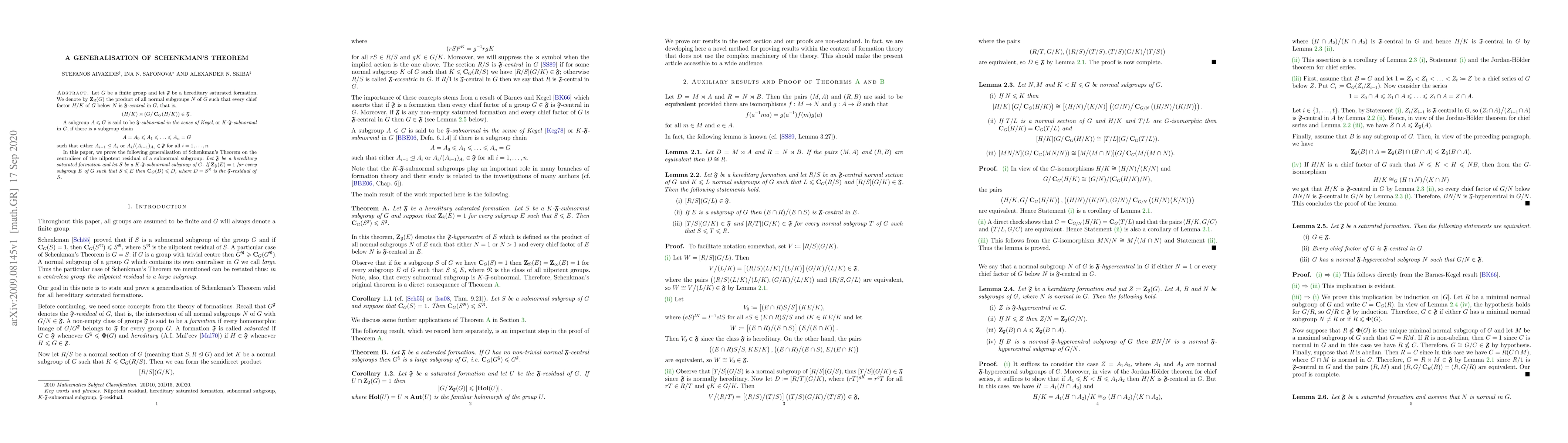Thumbnail for A generalisation of Schenkman's theorem