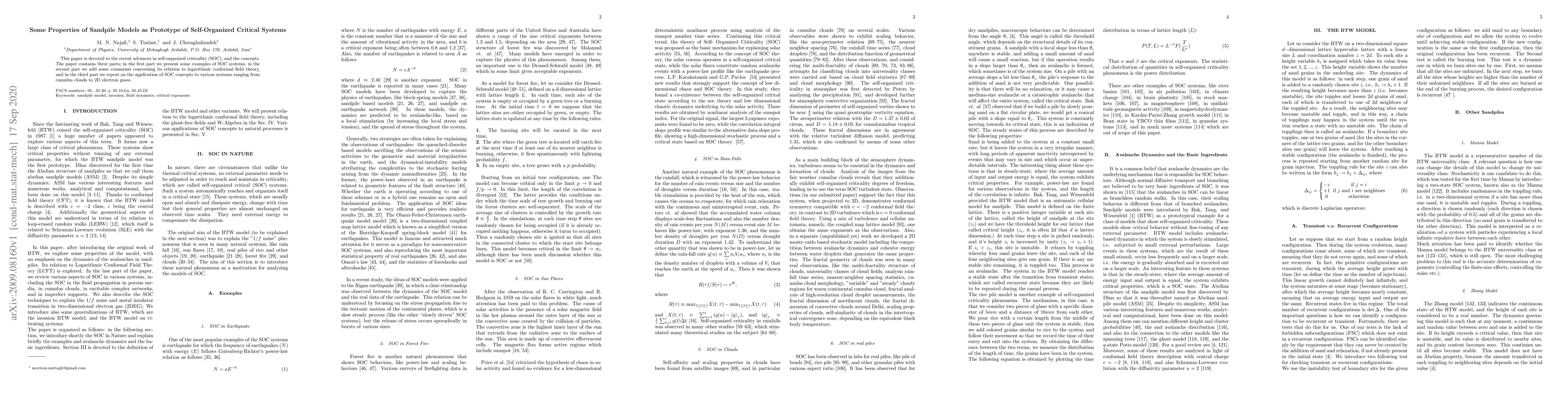 Thumbnail for Some Properties of Sandpile Models as Prototype of Self-Organized
  Critical Systems