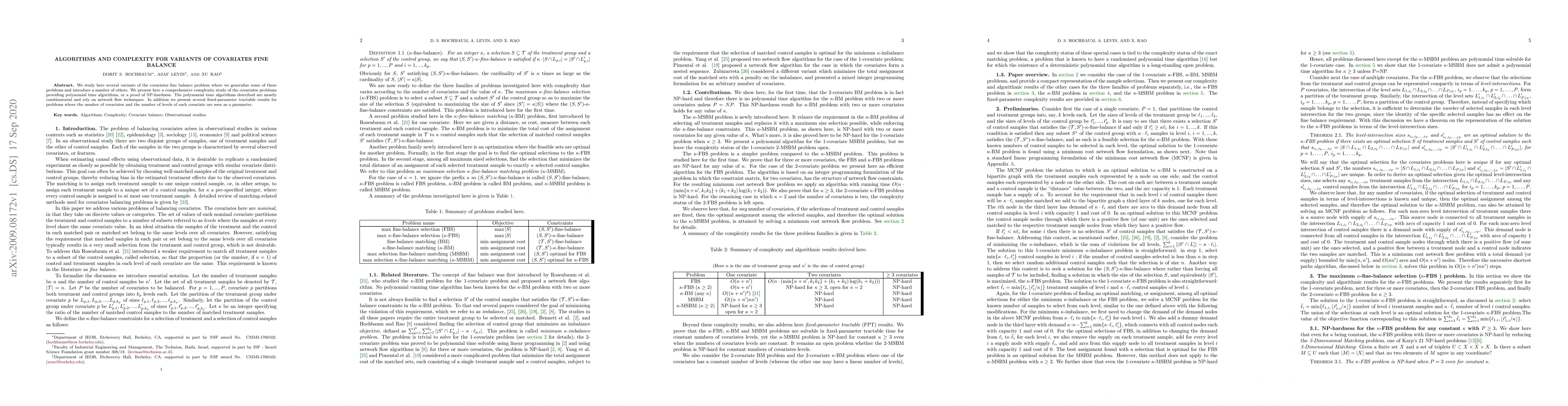 Thumbnail for Algorithms and Complexity for Variants of Covariates Fine Balance