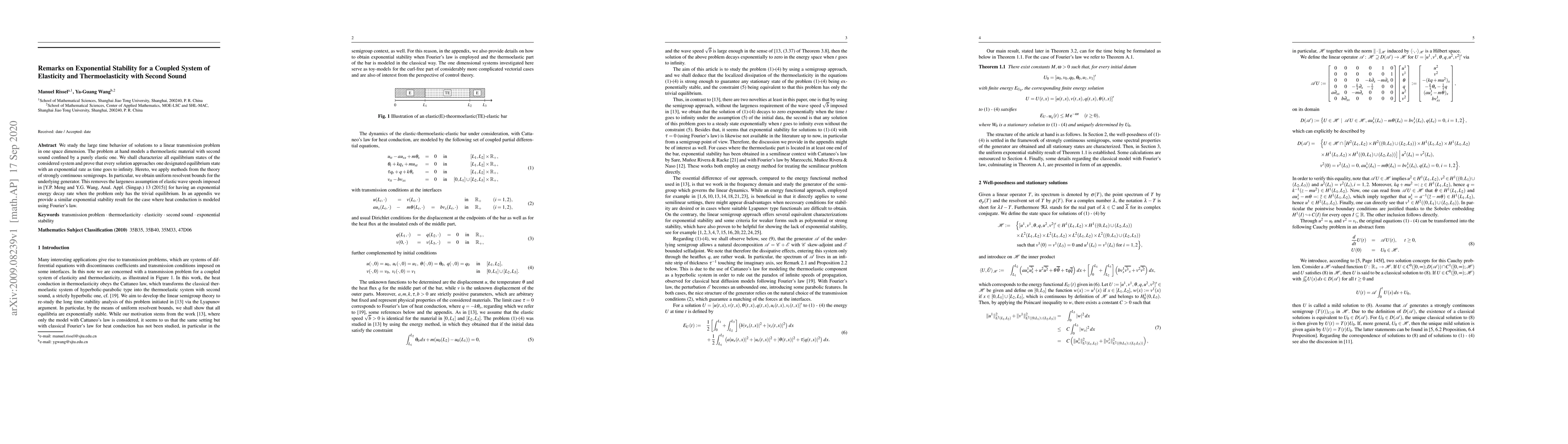 Thumbnail for Remarks on Exponential Stability for a Coupled System of Elasticity and
  Thermoelasticity with Second Sound
