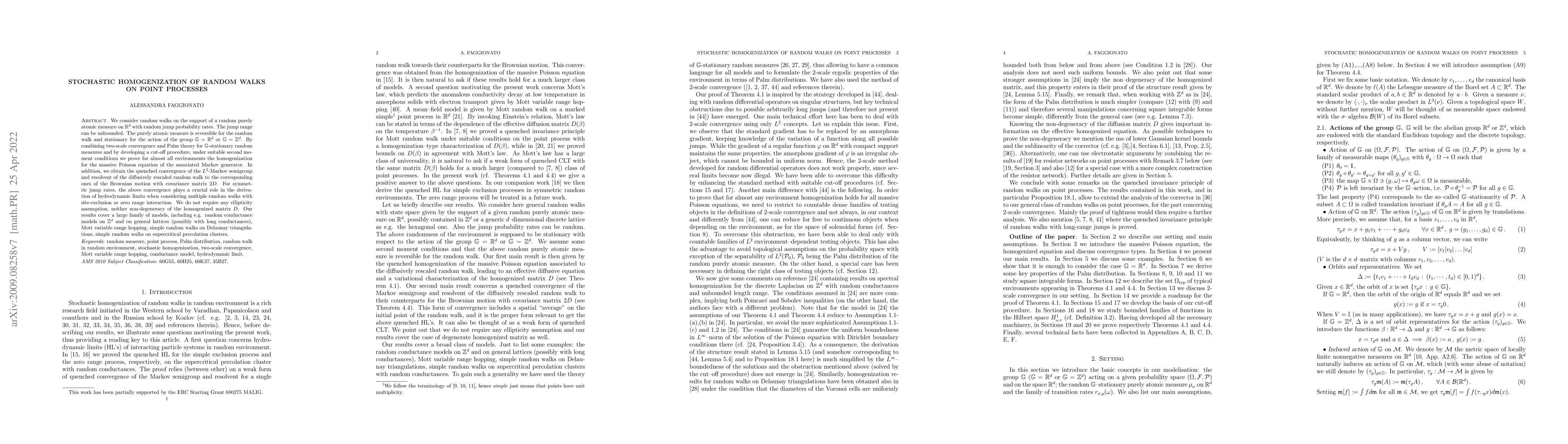 Thumbnail for Stochastic homogenization of random walks on point processes