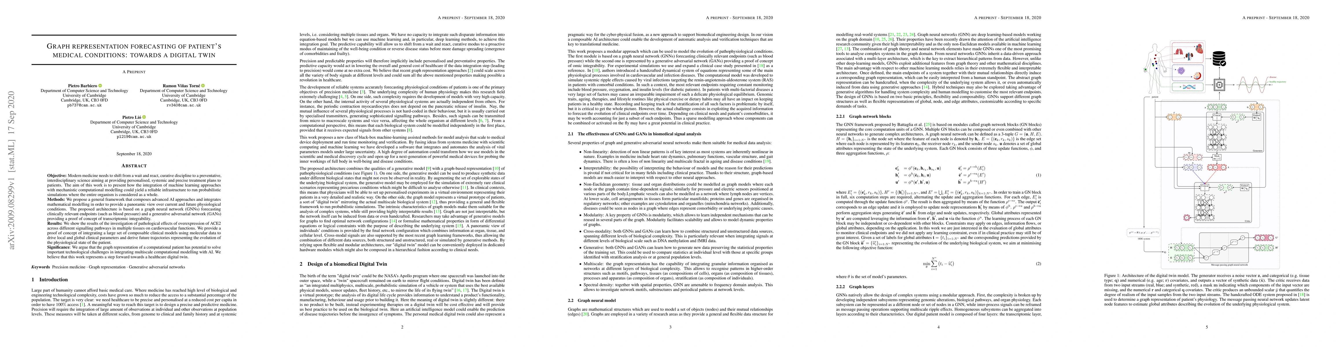Thumbnail for Graph representation forecasting of patient's medical conditions:
  towards a digital twin