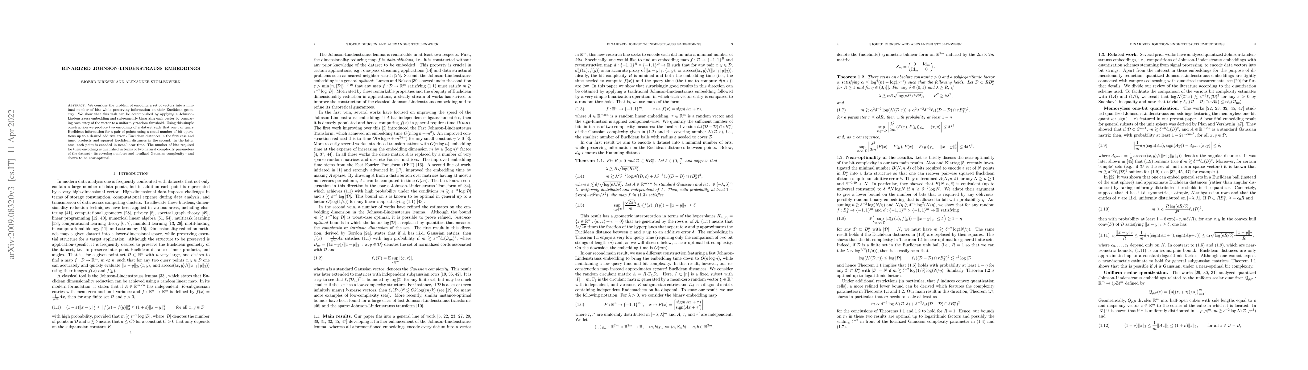 Thumbnail for Binarized Johnson-Lindenstrauss embeddings