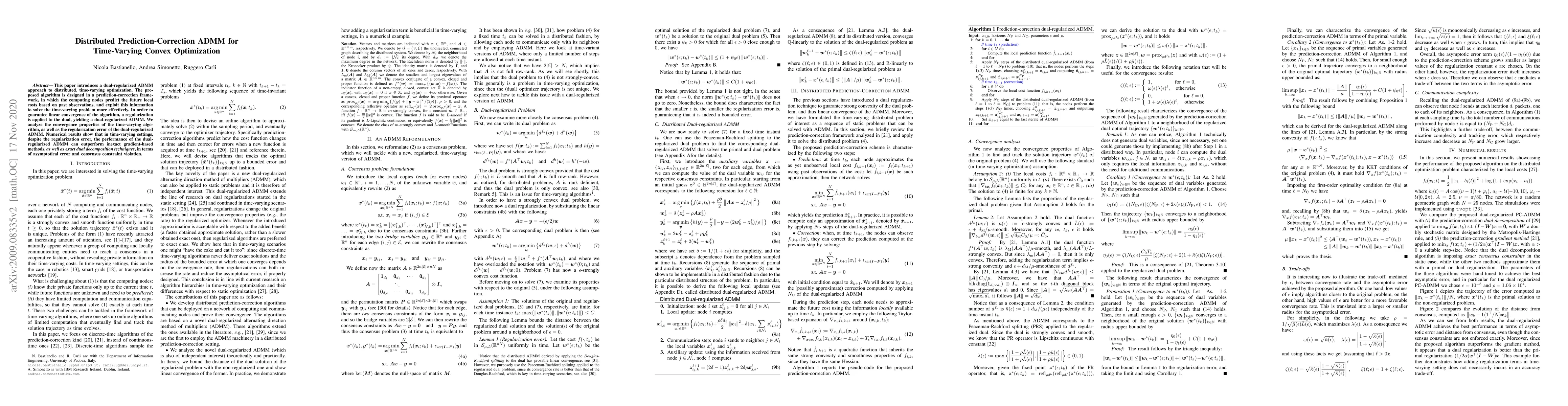 Thumbnail for Distributed Prediction-Correction ADMM for Time-Varying Convex
  Optimization