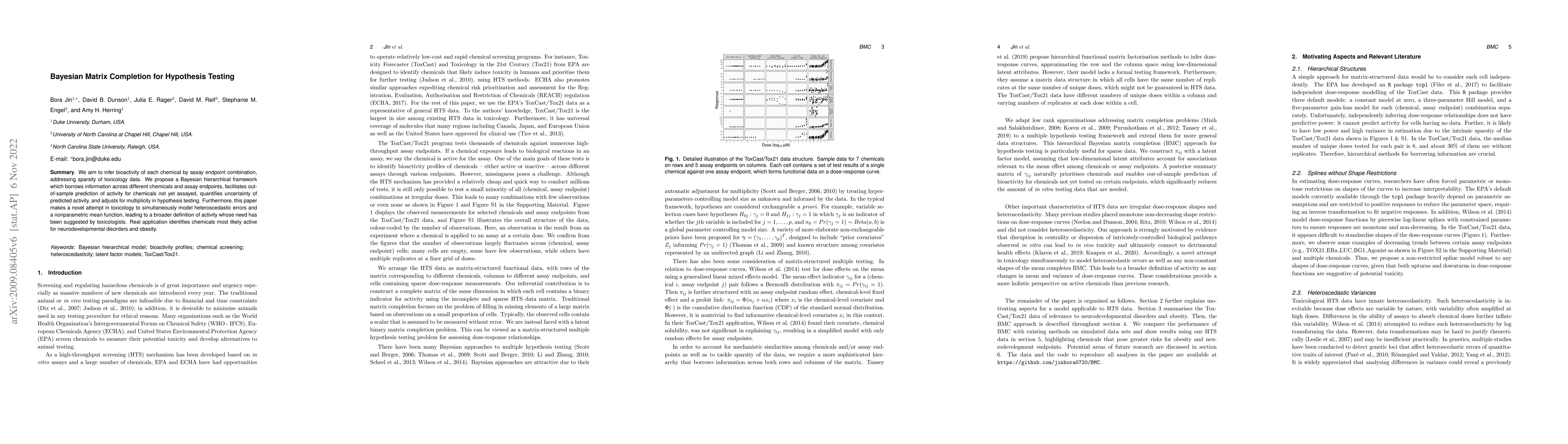 Thumbnail for Bayesian Matrix Completion for Hypothesis Testing