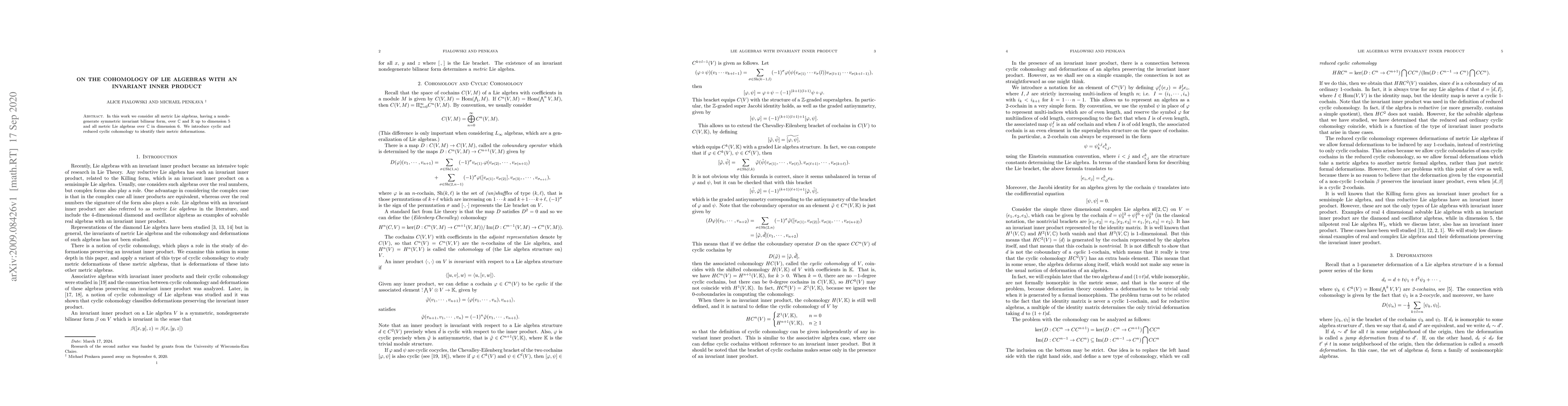 Thumbnail for On the cohomology of Lie algebras with an invariant inner product