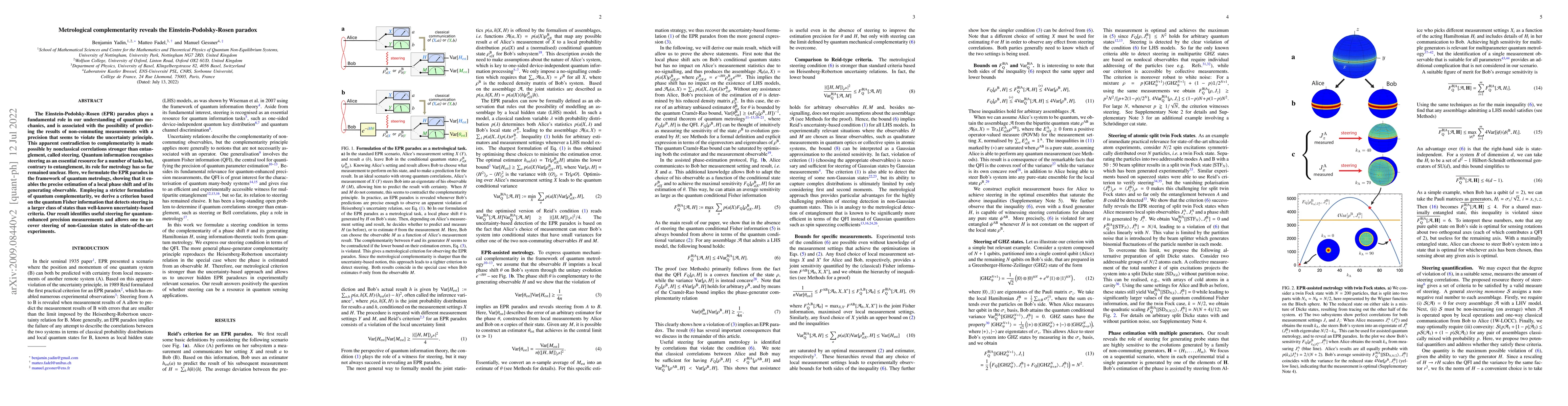 Thumbnail for Metrological complementarity reveals the Einstein-Podolsky-Rosen paradox