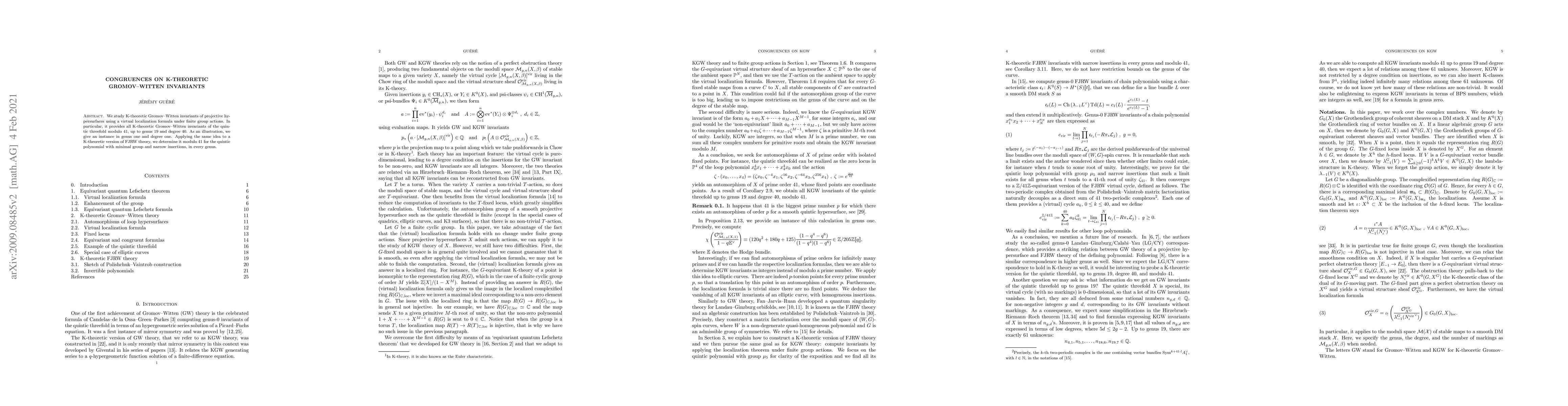 Thumbnail for Congruences on K-theoretic Gromov--Witten invariants
