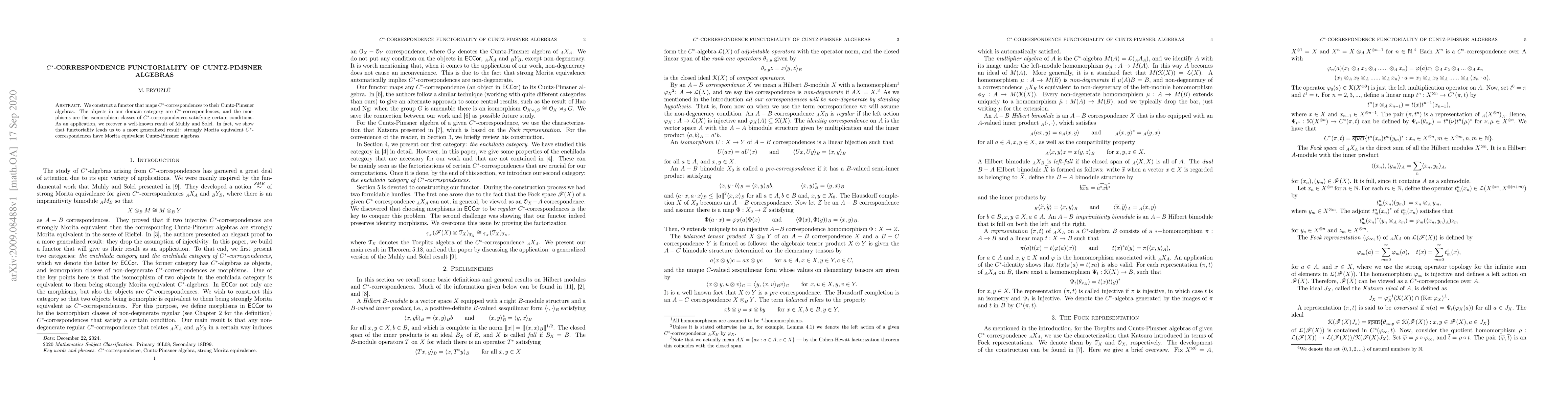Thumbnail for $C^*$-correspondence functoriality of Cuntz-Pimsner algebras