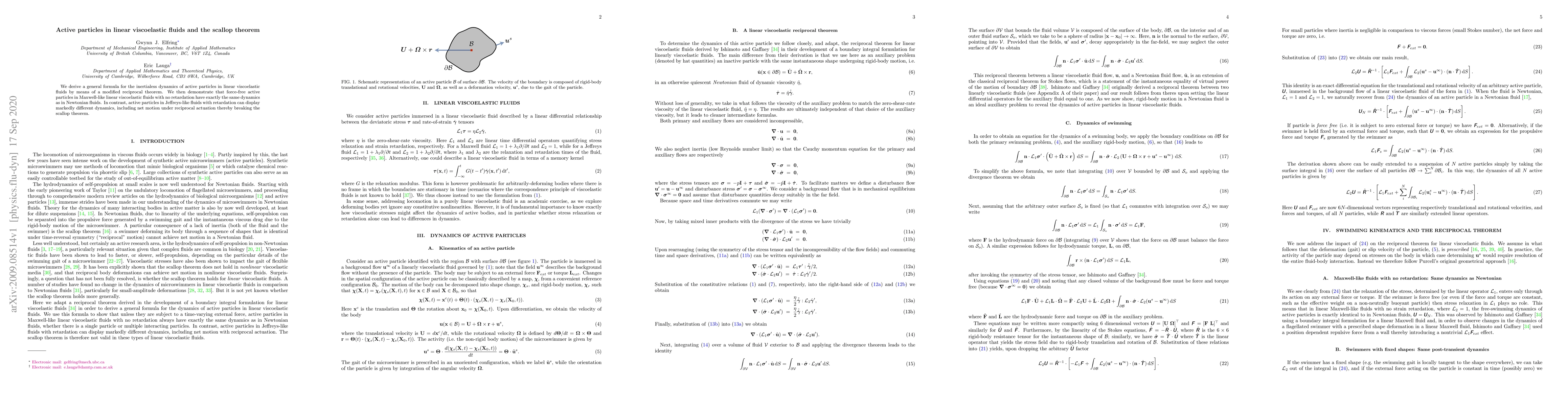 Thumbnail for Active particles in linear viscoelastic fluids and the scallop theorem