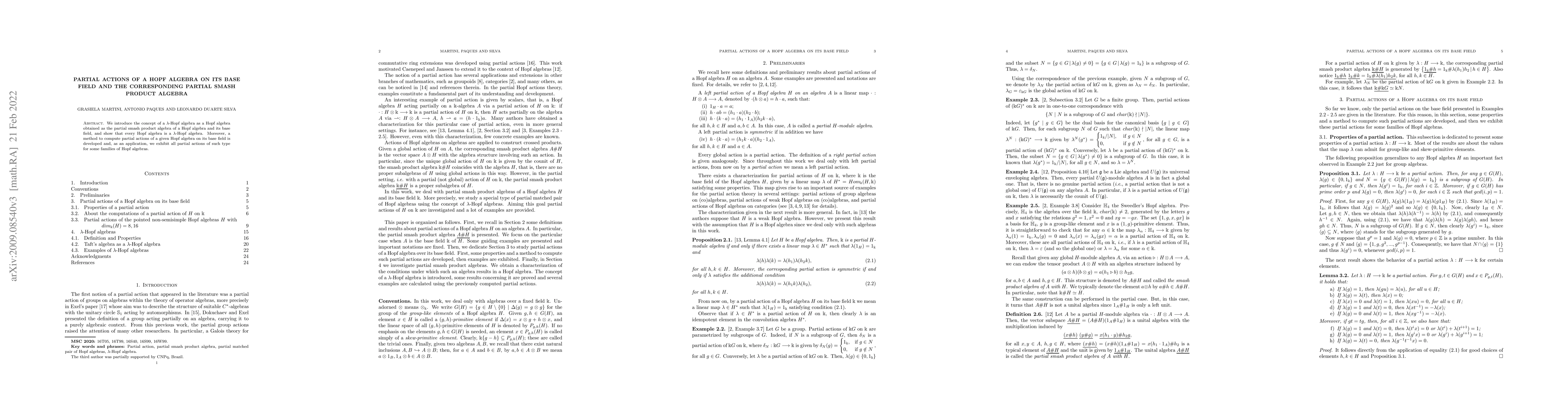 Thumbnail for Partial Actions of a Hopf algebra on its base field and the
  corresponding partial smash product algebra