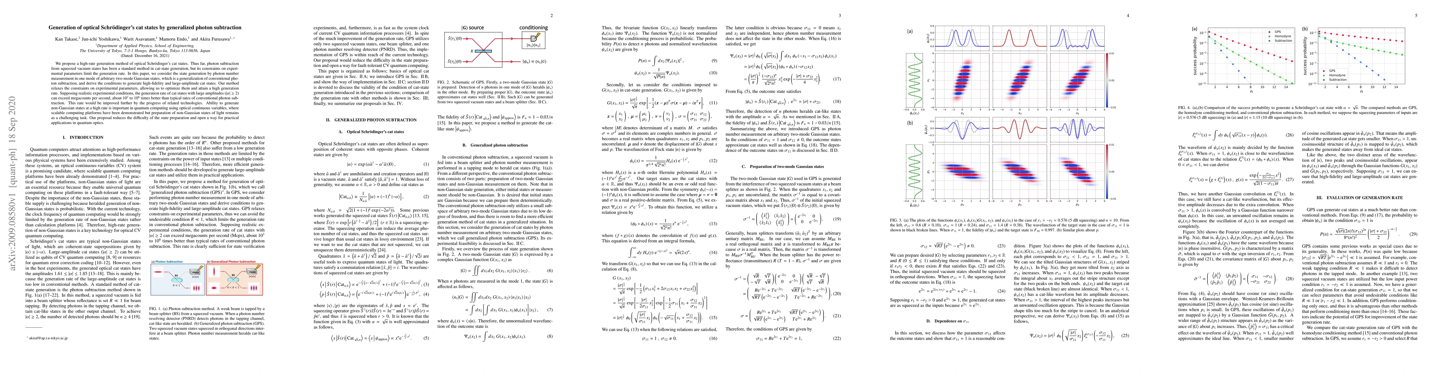 Thumbnail for Generation of optical Schr\"{o}dinger's cat states by generalized photon
  subtraction