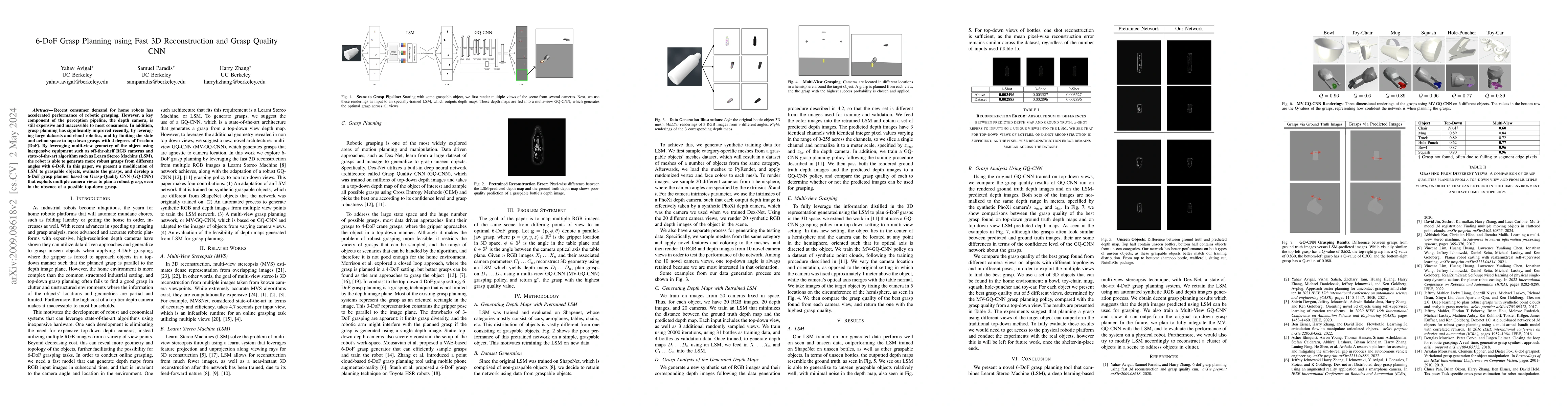 Thumbnail for 6-DoF Grasp Planning using Fast 3D Reconstruction and Grasp Quality CNN