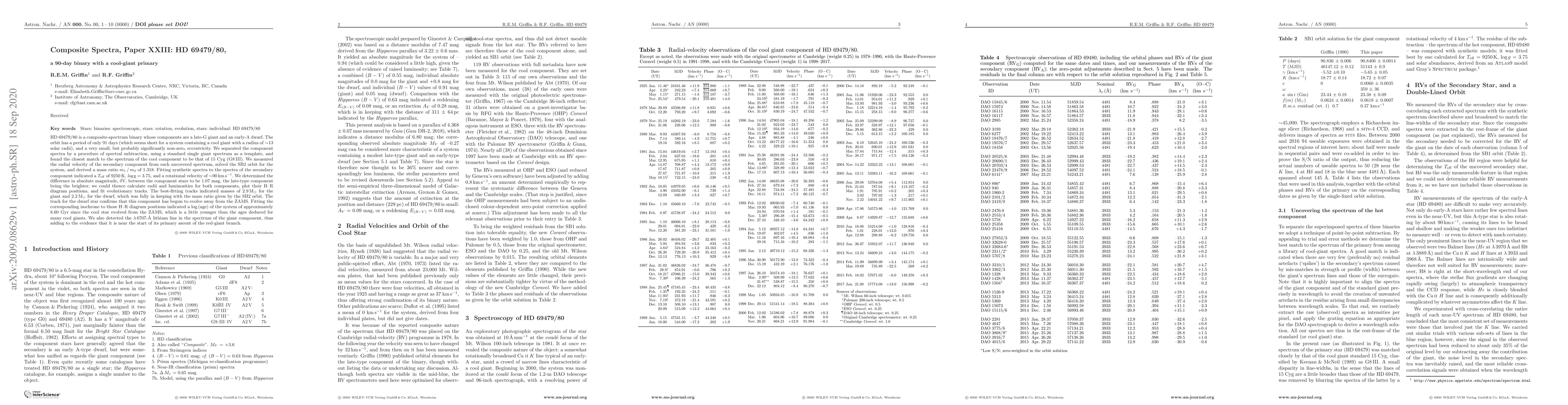Thumbnail for Composite-Spectrum Binaries, Paper XXIII: HD 69479/80, a 90-day binary
  with a cool-giant primary