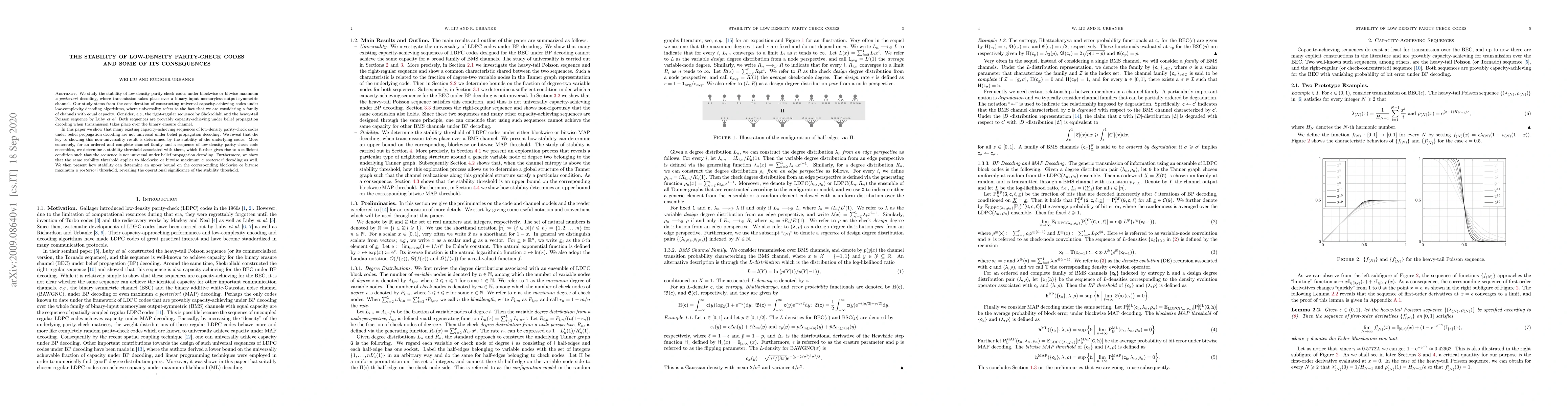 Thumbnail for The Stability of Low-Density Parity-Check Codes and Some of Its
  Consequences