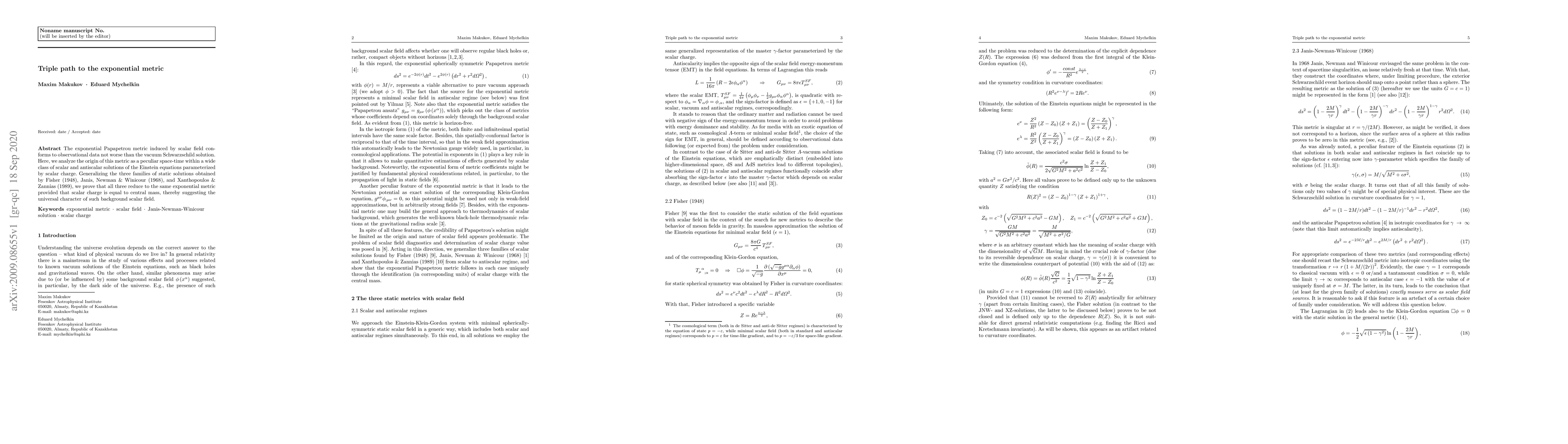 Thumbnail for Triple path to the exponential metric