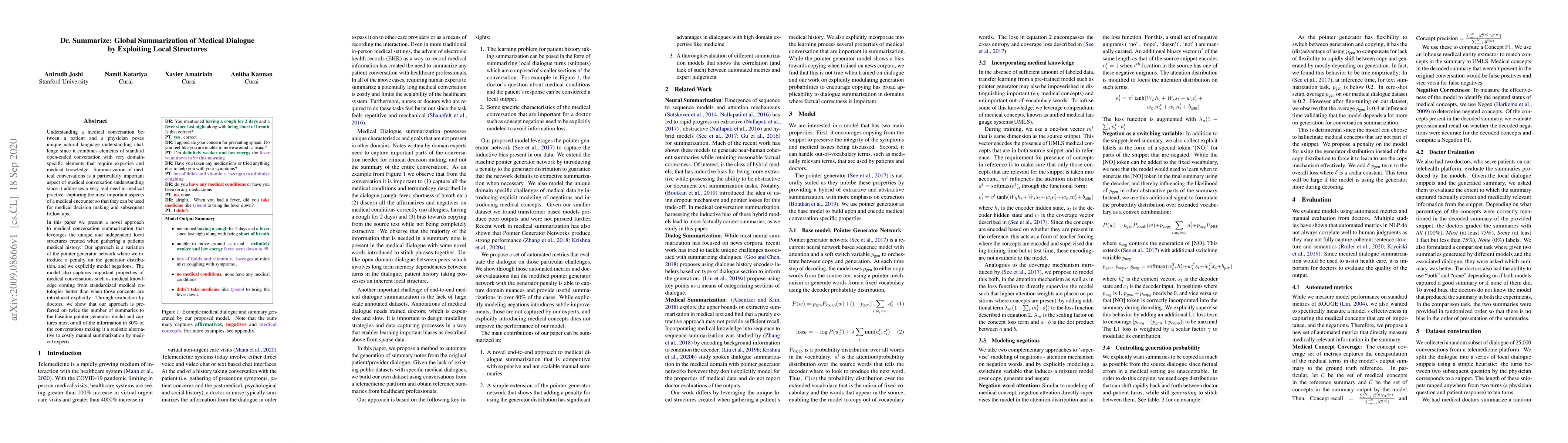 Thumbnail for Dr. Summarize: Global Summarization of Medical Dialogue by Exploiting
  Local Structures