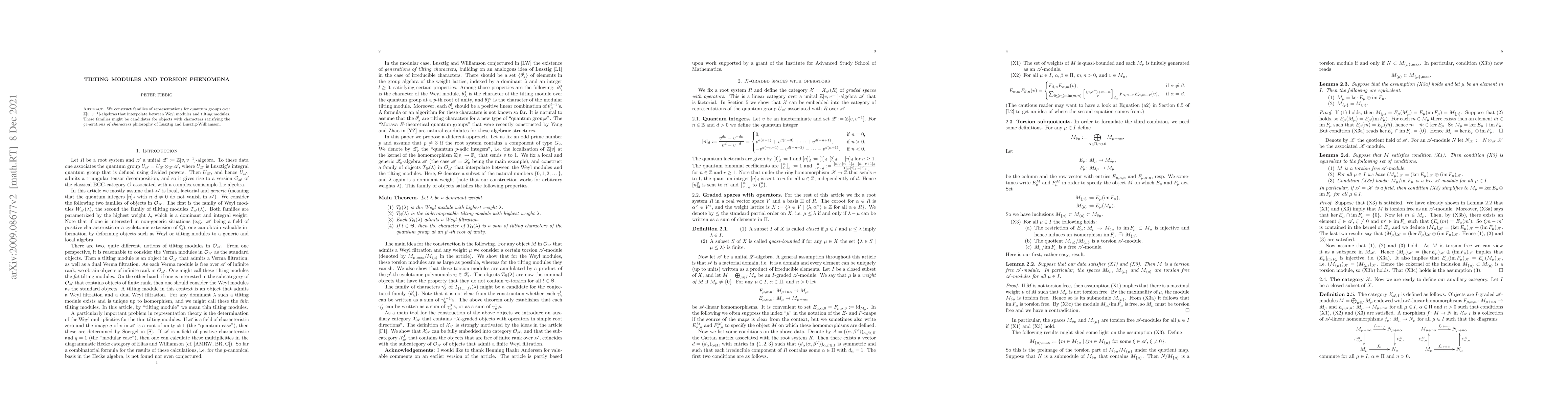 Thumbnail for Tilting modules and torsion phenomena