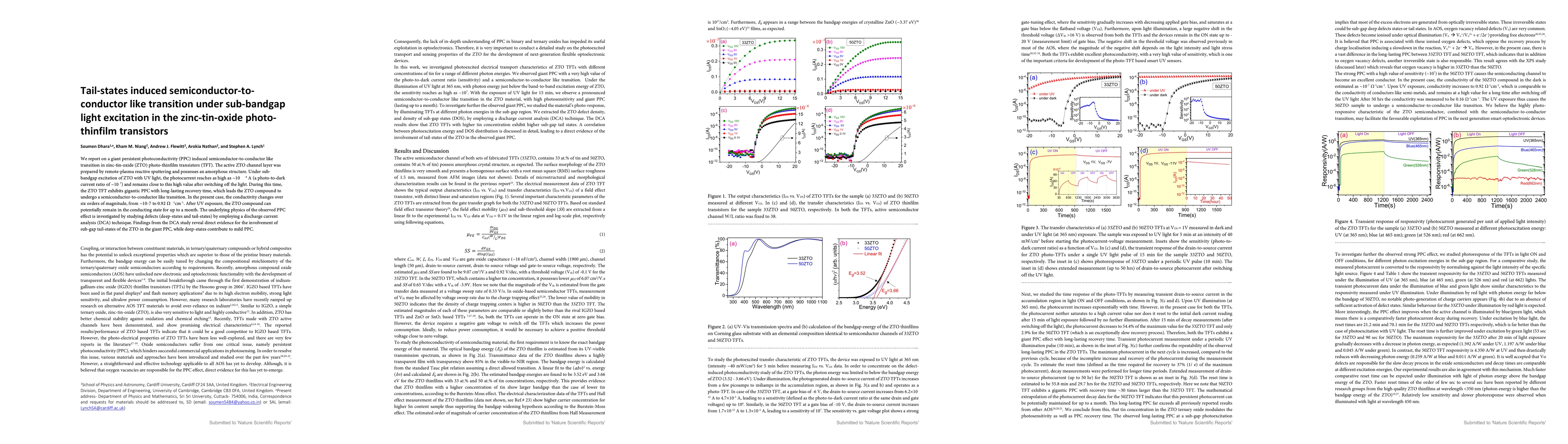 Thumbnail for Tail-states induced semiconductor-toconductor like transition under
  sub-bandgap light excitation in the zinc-tin-oxide photothinfilm transistors