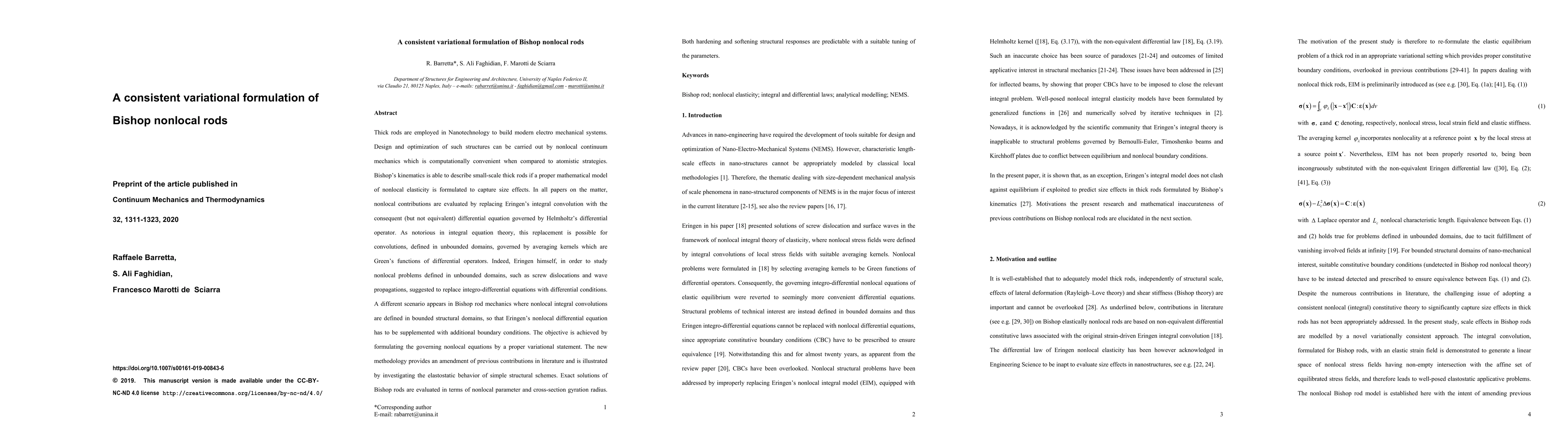 Thumbnail for A consistent variational formulation of Bishop nonlocal rods