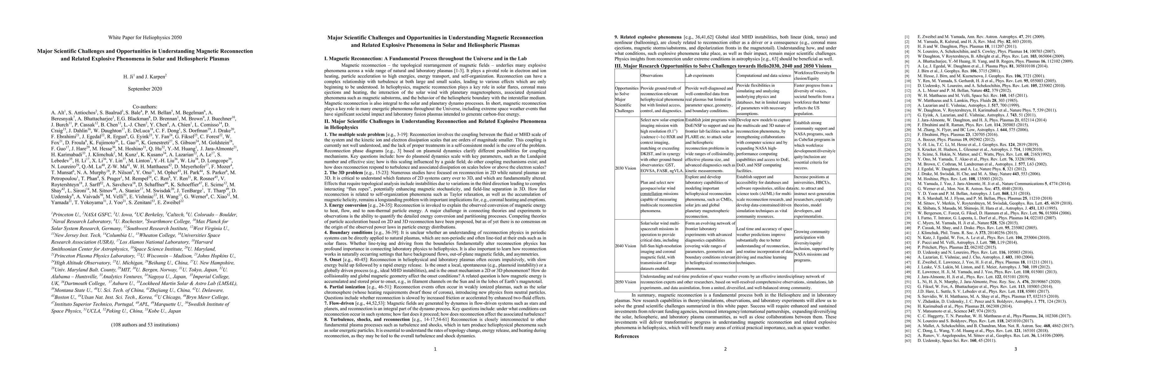 Thumbnail for Major Scientific Challenges and Opportunities in Understanding Magnetic
  Reconnection and Related Explosive Phenomena in Solar and Heliospheric
  Plasmas