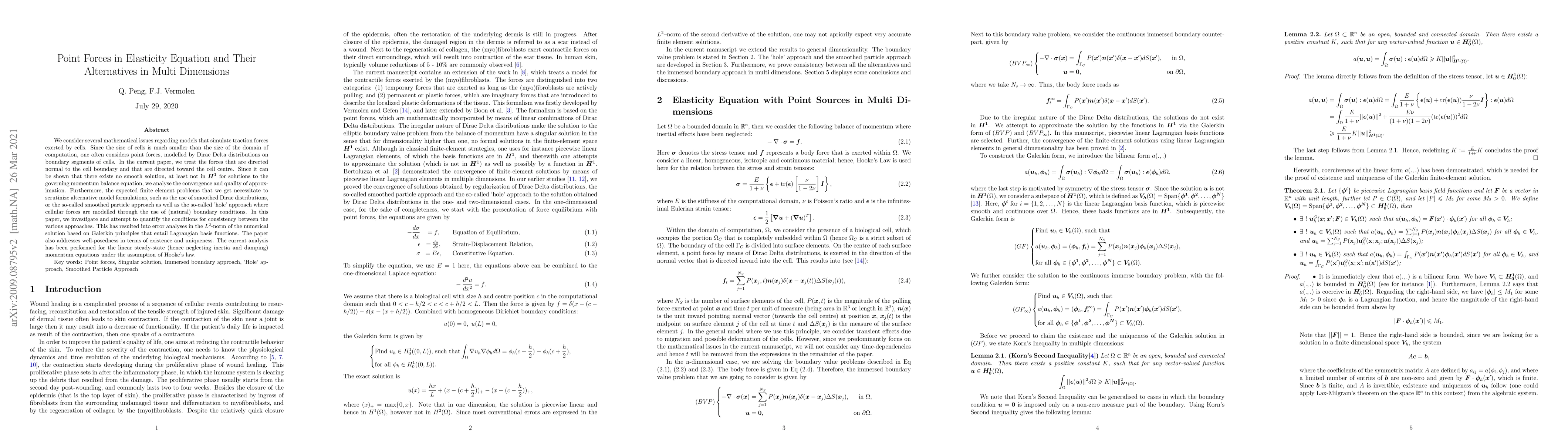 Thumbnail for Point Forces in Elasticity Equation and Their Alternatives in Multi
  Dimensions