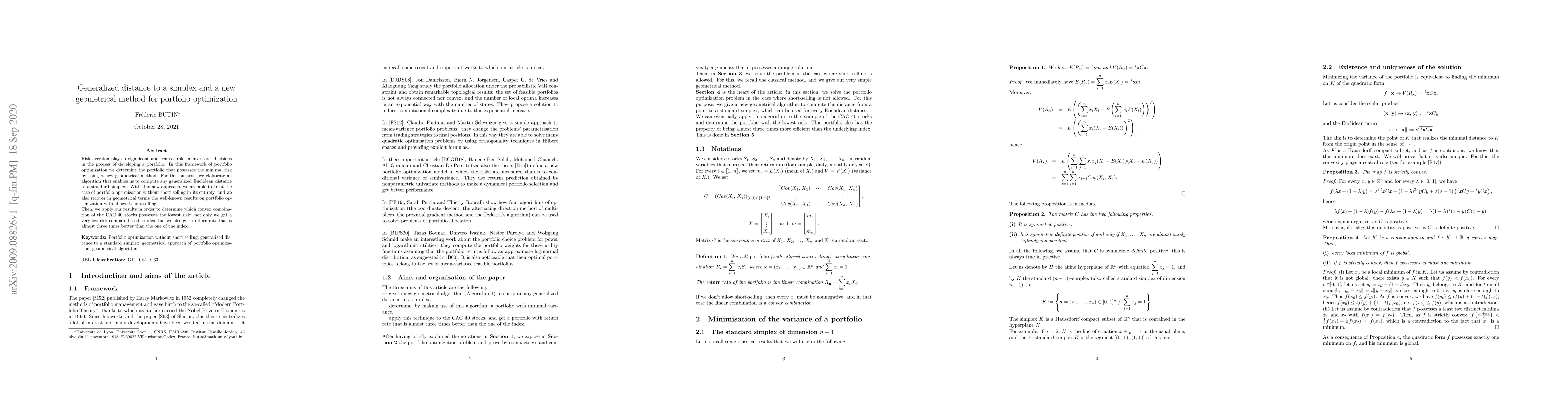 Thumbnail for Generalized distance to a simplex and a new geometrical method for
  portfolio optimization