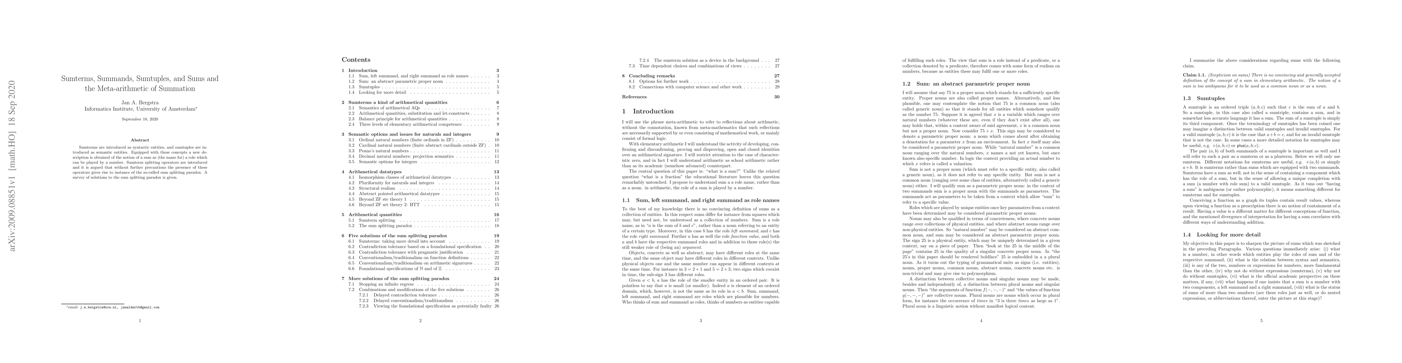 Thumbnail for Sumterms, Summands, Sumtuples, and Sums and the Meta-arithmetic of
  Summation